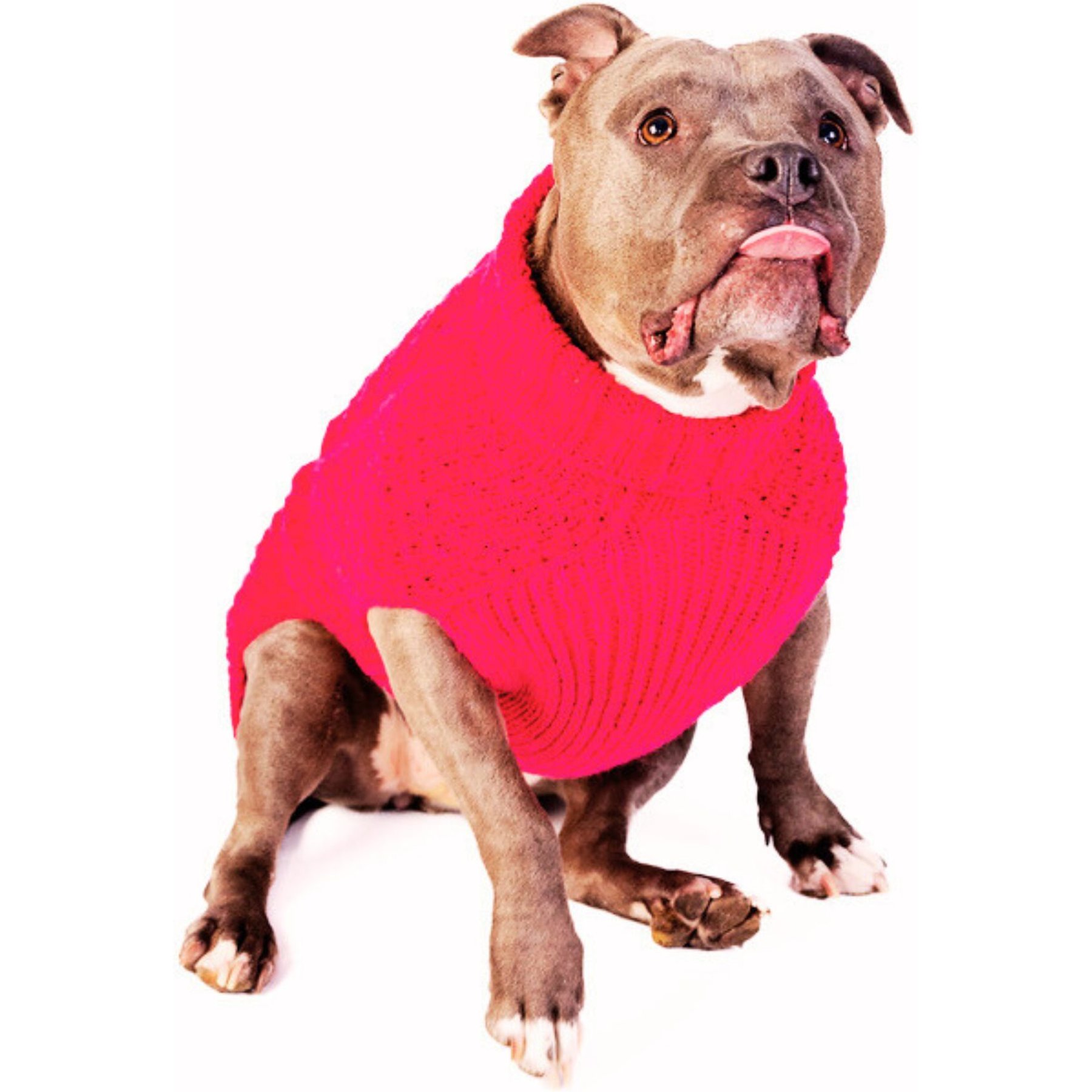 Chilly Dog Pink Alpaca Cable Knit Wool Dog & Cat Sweater, X-Small