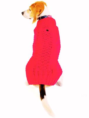 Show full view: Chilly Dog Pink Alpaca Cable Knit Wool Dog & Cat Sweater, X-Small slide 2 of 2