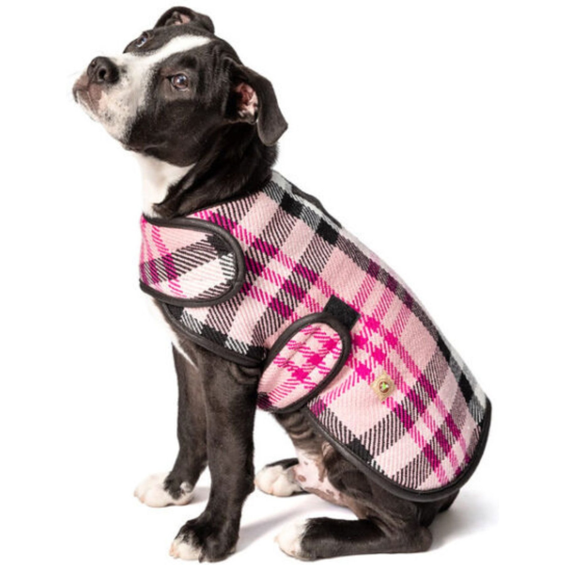 Chilly Dog Pink Plaid Dog & Cat Quilted Coat, Large