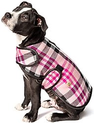 Chilly Dog Pink Plaid Dog & Cat Quilted Coat, Medium