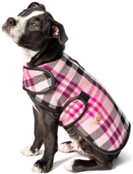 Chilly Dog Pink Plaid Dog & Cat Quilted Coat, Small slide 1 of 3
