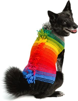 Show full view: Chilly Dog Rainbow Mohawk Dog & Cat Sweater, X-Small slide 3 of 4