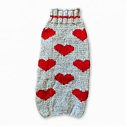 Chilly Dog Valentine's Day Red Hearts Dog & Cat sweater, Small slide 2 of 3