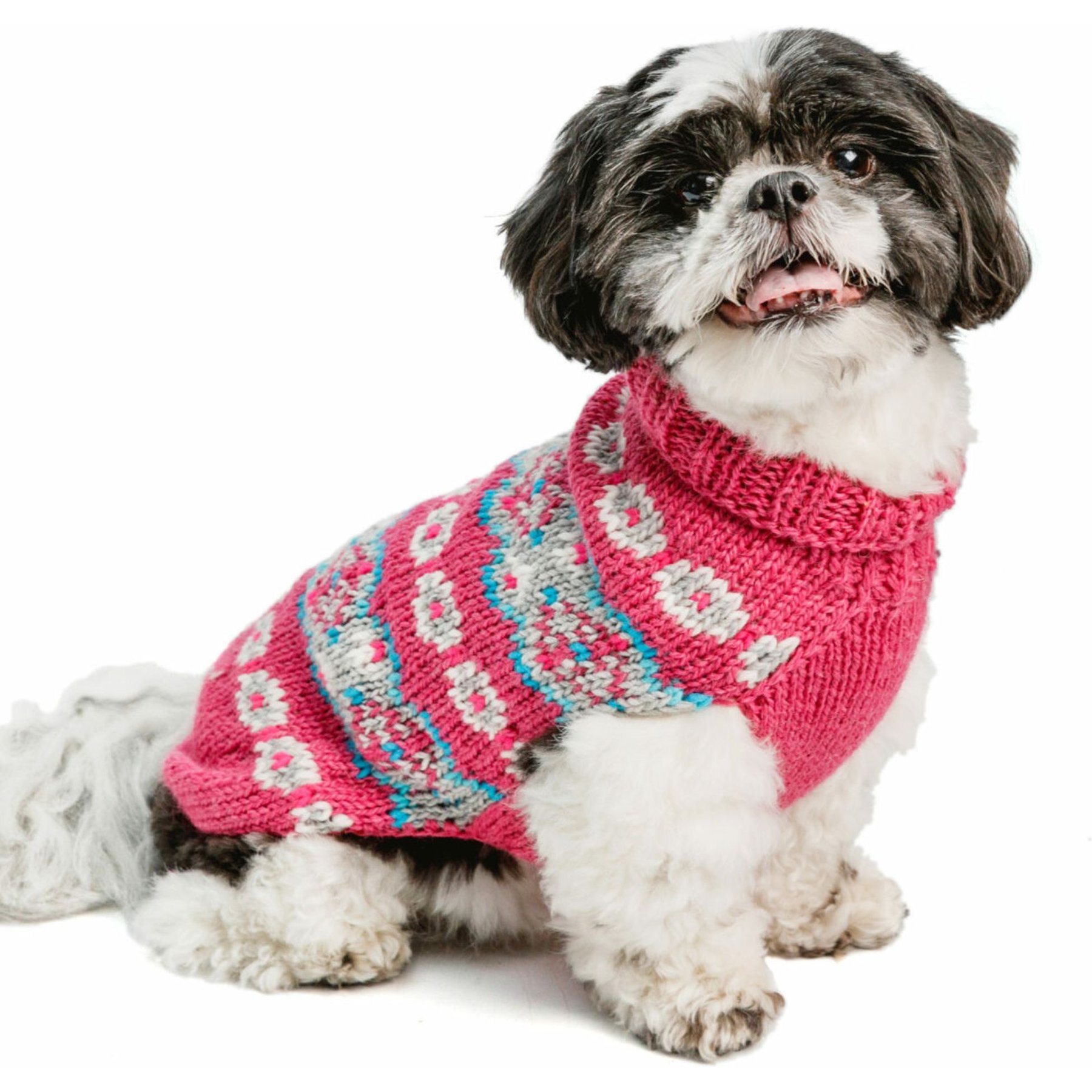 Chilly Dog Rose Alpaca Fairisle Dog & Cat Sweater, X-Large