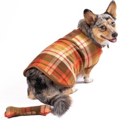 Chilly Dog Rust Plaid Dog & Cat Quilted Coat, Small