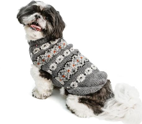 Show full view: Chilly Dog Silver Alpaca Fairisle Dog & Cat Sweater, Large slide 3 of 3