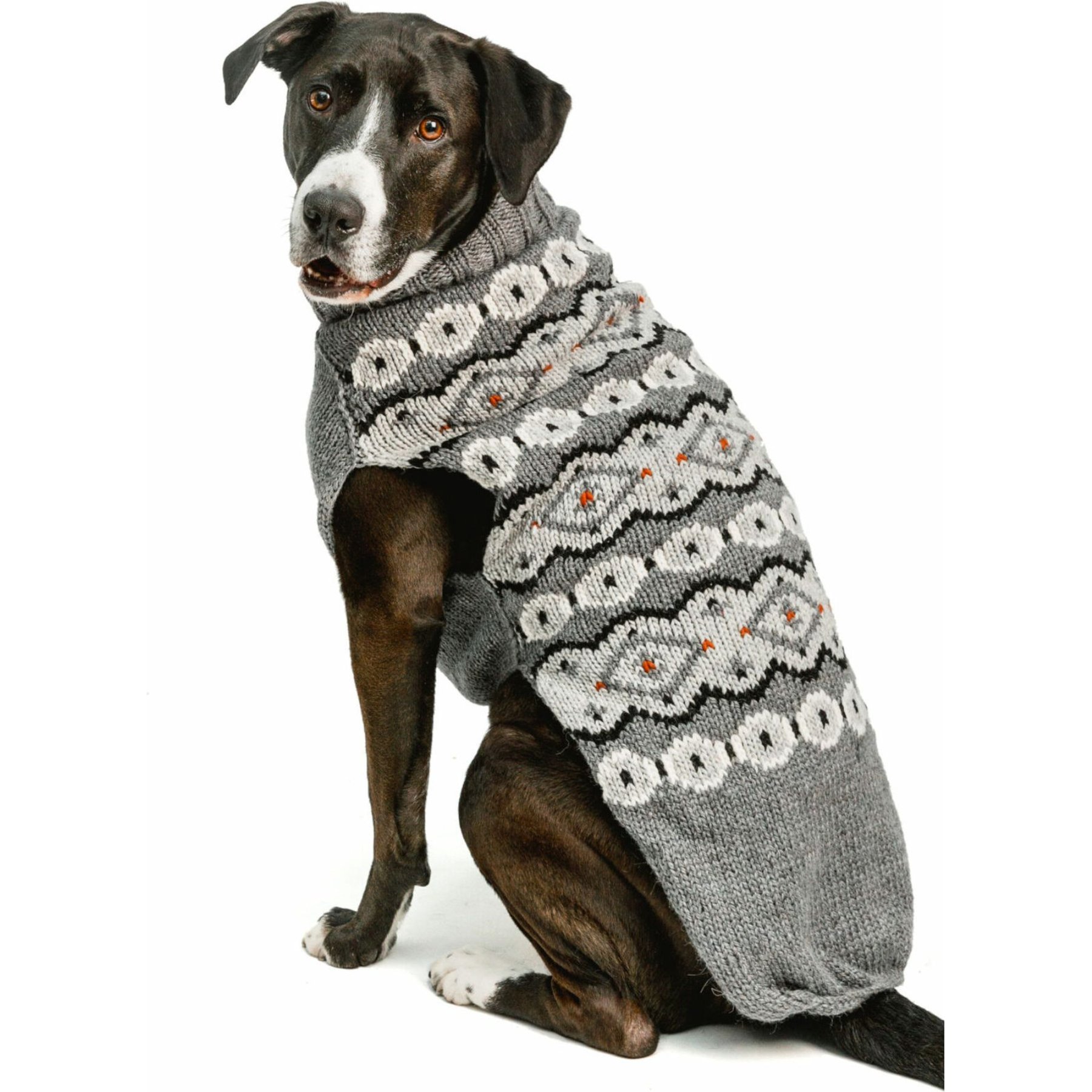 Chilly Dog Silver Alpaca Fairisle Dog & Cat Sweater, X-Large