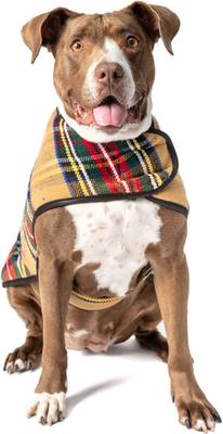 Show full view: Chilly Dog Tan Tartan Plaid Dog & Cat Quilted Coat, Large slide 3 of 3