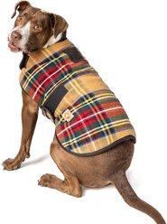 Chilly Dog Tan Tartan Plaid Dog & Cat Quilted Coat, Medium