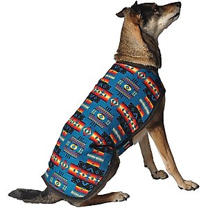 Chilly Dog Turquoise Southwest Blanket Dog & Cat Coat, Small