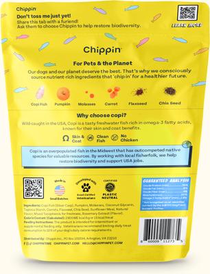 Show full view: Chippin Birthday Celebration Adult Fish & Pumpkin Grain-Free Soft Jerky Dog Treats, 5-oz bag slide 3 of 11