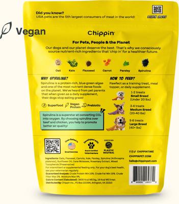 Show full view: Chippin Vegan Crunchy Veggie Dailies, Spirulina, Kale & Carrot Oven Baked Dog Treat, 5-oz bag slide 3 of 11
