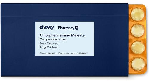Show full view: Chlorpheniramine Maleate Compounded Tuna Chew, 1 mg, 15 chews for Veterinary use slide 2 of 9