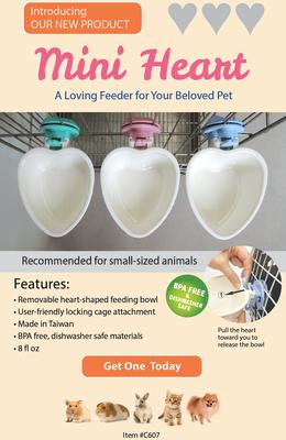 Show full view: Choco Nose Mini Heart Locking Small Pet Feeding Bowl, Pink slide 8 of 10