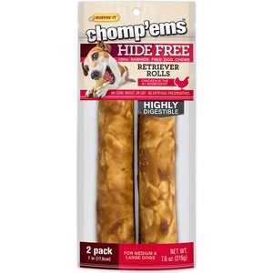 Chomp'ems 7"Hide-Free Chicken Rolls Dog Treats, 2 count