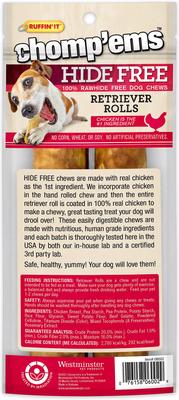 Show full view: Chomp'ems 7"Hide-Free Chicken Rolls Dog Treats, 2 count slide 3 of 9
