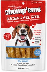 Chomp'ems Chicken Hide Twists Jerky Dog Treats, 4-oz bag