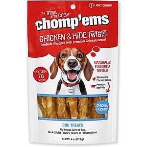 Chomp'ems Chicken Hide Twists Jerky Dog Treats, 4-oz bag