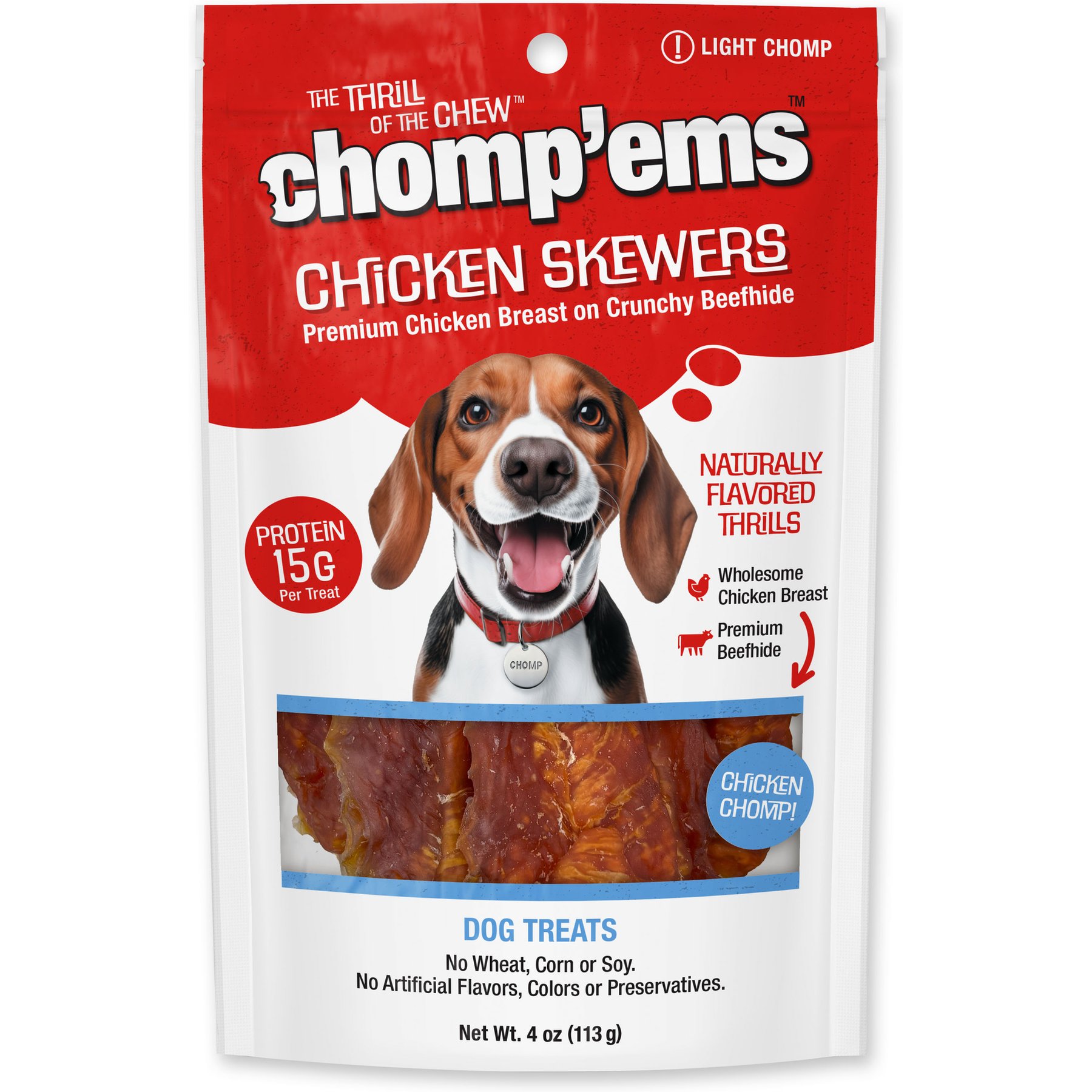 Chomp'ems Chicken Skewers Jerky Dog Treats, 4-oz bag
