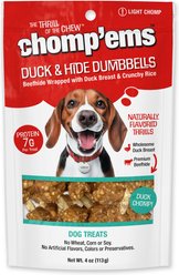 Chomp'ems Duck & Rice Dumbbells Jerky Dog Treats, 4-oz bag