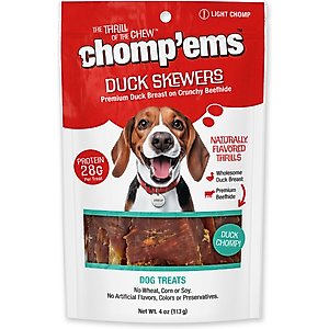 Chomp'ems Duck Skewers Jerky Dog Treats, 4-oz bag