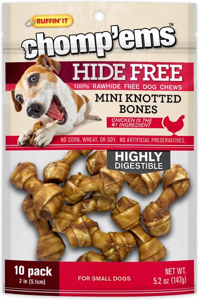 Chomp'ems Hide-Free Chicken Mini Knot Bones Dog Treats, 10 count