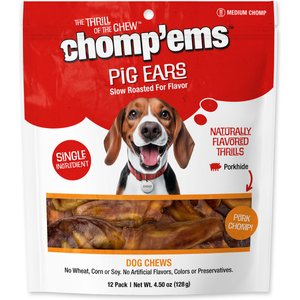 Chomp'ems Pig Ear Chews Dog Treats, 12 count