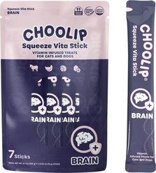 Choolip Squeeze Vita Stick Brain Support Lickable Dog & Cat Treats, 3.7-oz pouch, 7 count