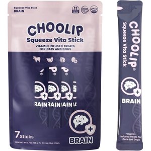 Choolip Squeeze Vita Stick Brain Support Lickable Dog & Cat Treats, 3.7-oz pouch, 7 count