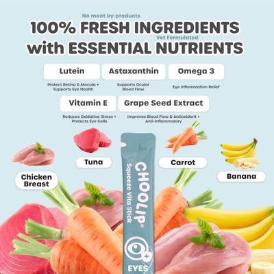Show full view: Choolip Squeeze Vita Stick Eye Support Lickable Dog & Cat Treats, 3.7-oz pouch, 7 count slide 3 of 9