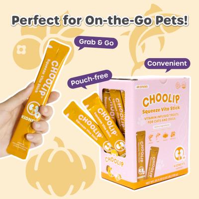 Show full view: Choolip Squeeze Vita Stick Grab n Go Kidney Support Lickable Dog & Cat Treats, 25.9-oz box, 49 count slide 9 of 12