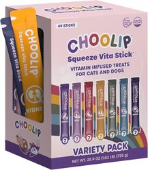 Choolip Squeeze Vita Stick Grab n Go Variety Lickable Dog & Cat Treats, 25.9-oz box, case of 49