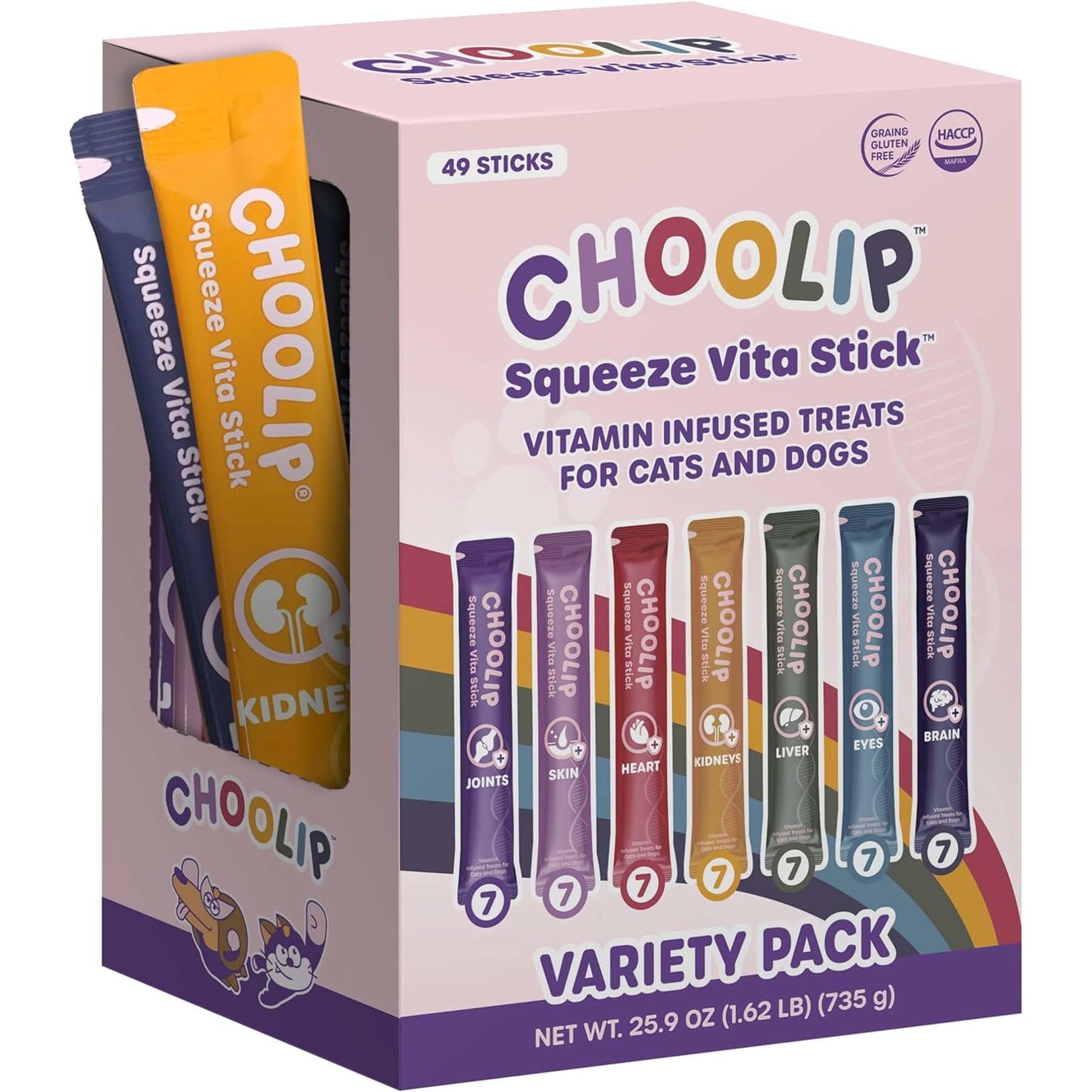 Choolip Squeeze Vita Stick Variety Pack Lickable Dog & Cat Treats, 49 count
