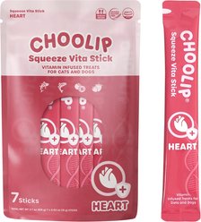 Choolip Squeeze Vita Stick Heart Support Lickable Dog & Cat Treats, 3.7-oz pouch, 7 count