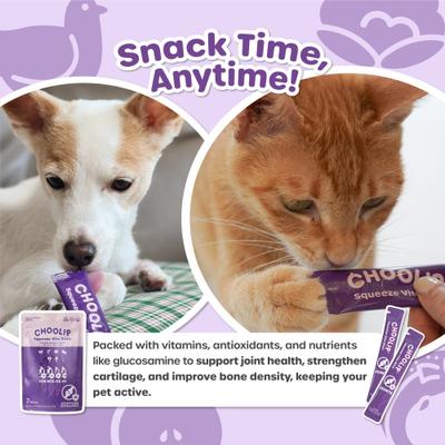 Show full view: Choolip Squeeze Vita Stick Joint Support Lickable Dog & Cat Treats, 3.7-oz pouch, 7 count slide 8 of 9