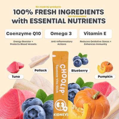 Show full view: Choolip Squeeze Vita Stick Kidney Support Lickable Dog & Cat Treats, 3.7-oz pouch, 7 count slide 3 of 10