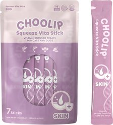 Choolip Squeeze Vita Stick Skin Support Lickable Dog & Cat Treats, 3.7-oz pouch, 7 count