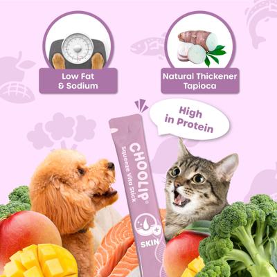 Show full view: Choolip Squeeze Vita Stick Skin Support Lickable Dog & Cat Treats, 3.7-oz pouch, 7 count slide 6 of 10