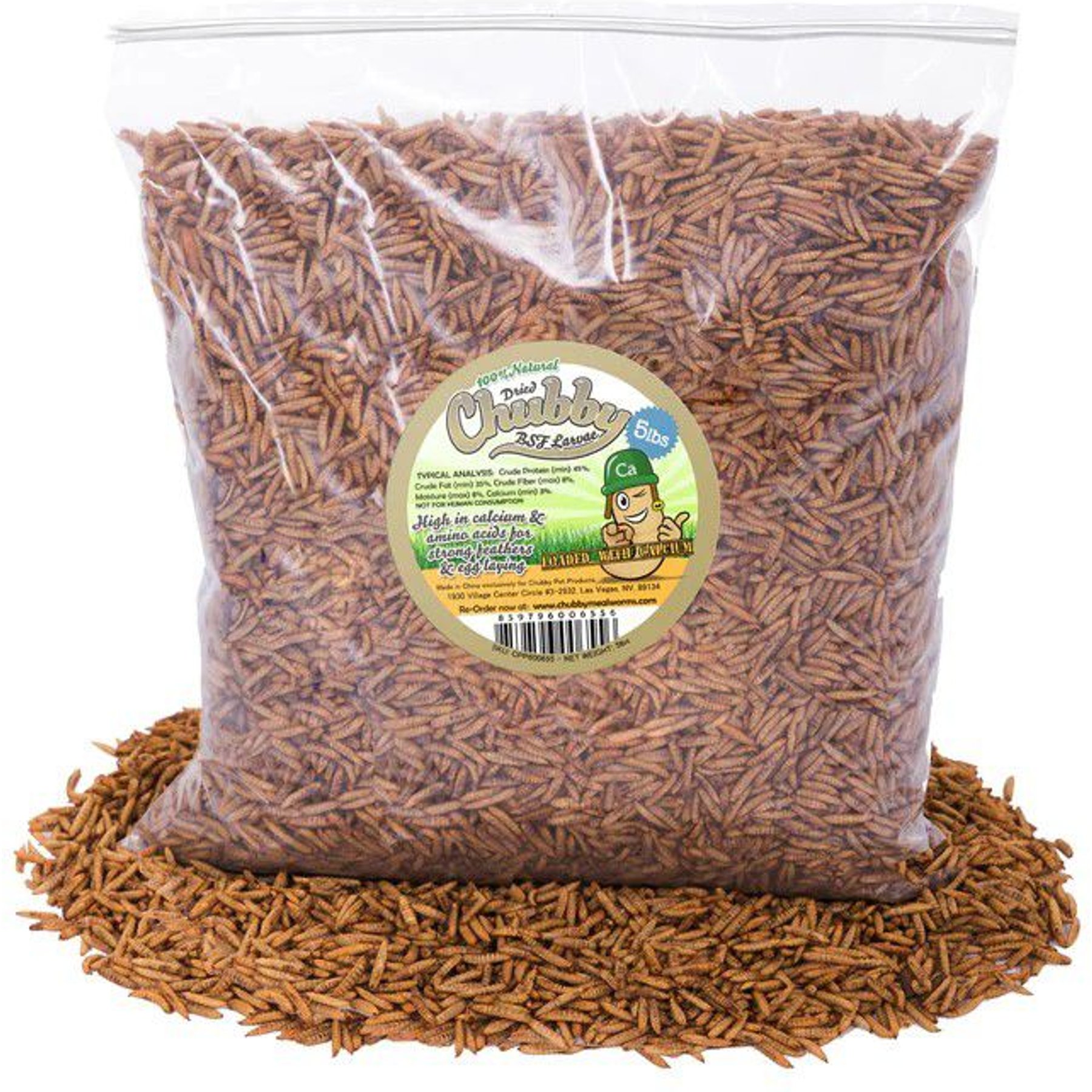 Chubby Mealworms Chubby Dried Black Soldier Fly Larvae Chicken Treats, 5-lb bag
