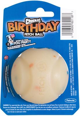 Show full view: Chuckit! Birthday Fetch Ball Dog Chew Toy, Multi Color, Medium slide 3 of 6