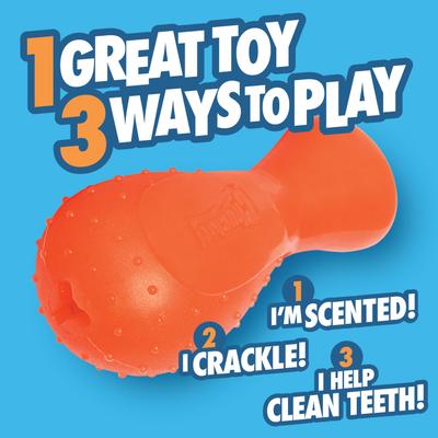 Show full view: Chuckit! Bonze Crunch Turkey Drumstick Crinkle Dog Chew Toy, Orange, Medium slide 3 of 6