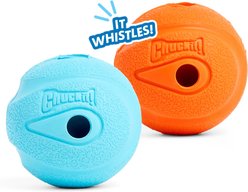 Chuckit! The Whistler Ball Dog Toy, Color Varies, Medium, 2 pack