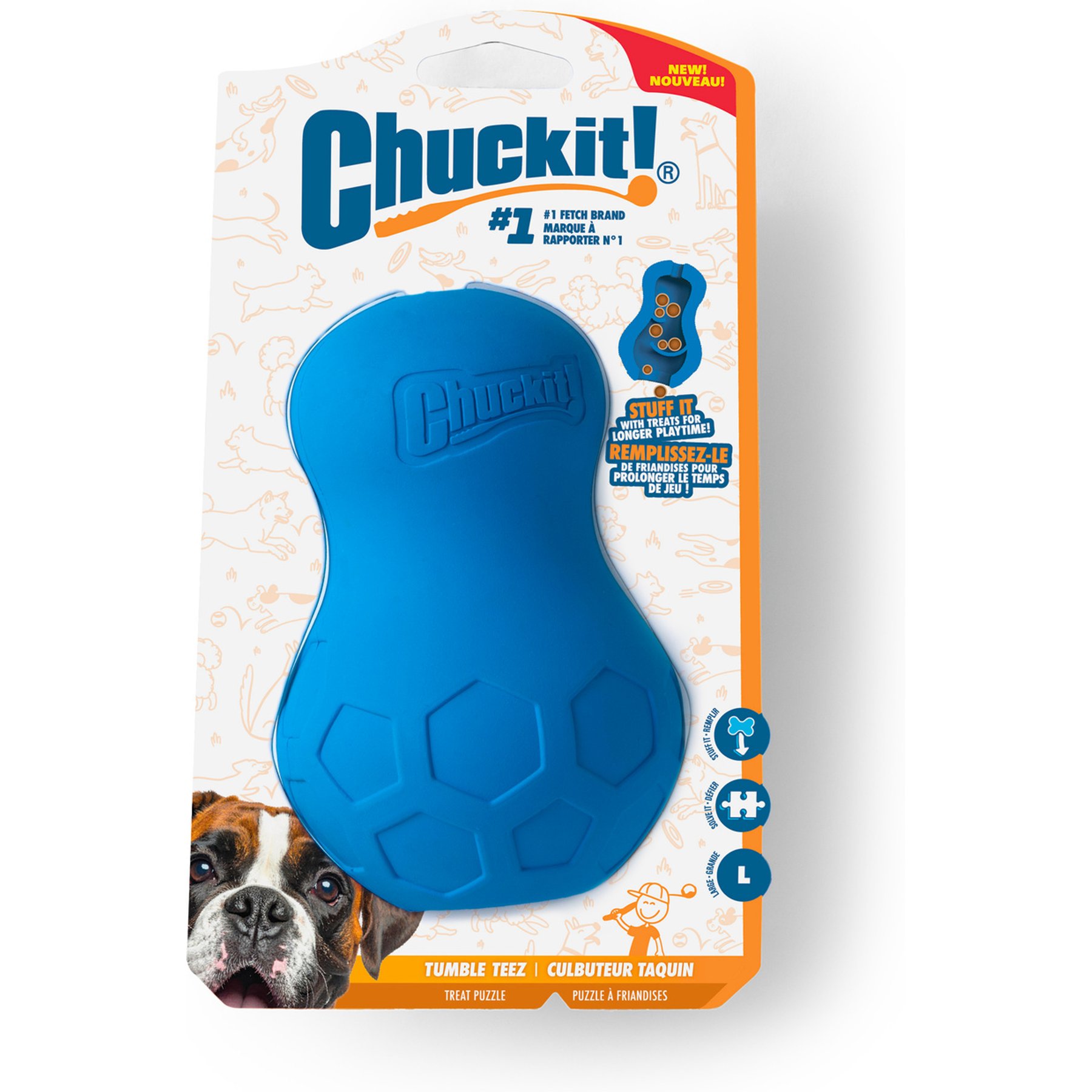 Chuckit! Tumble-Teeze Exercise Dog Chew Toy, Blue, Large
