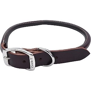 Circle T Latigo Leather Round Standard Dog Collar, Medium: 18-in neck, 3/4-in wide