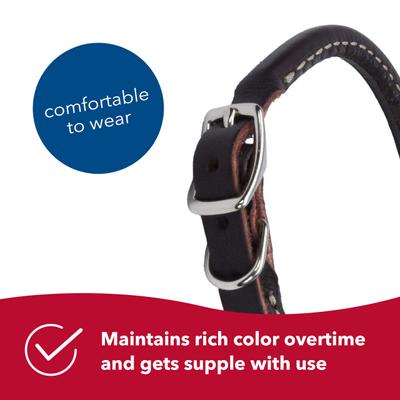 Show full view: Circle T Latigo Leather Round Standard Dog Collar, Medium: 18-in neck, 3/4-in wide slide 5 of 8