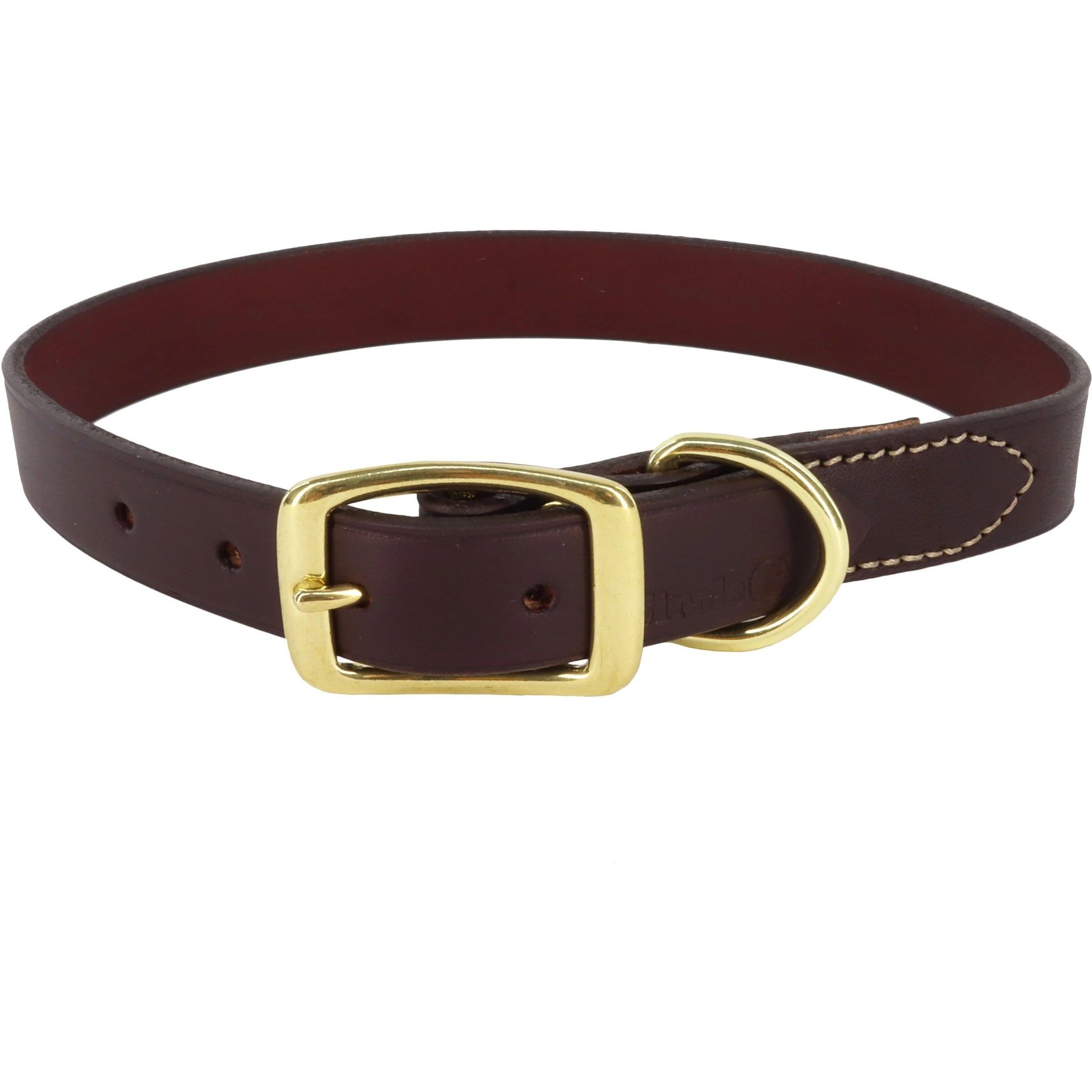 Circle T Latigo Leather Town Solid Brass Hardware Standard Dog Collar, Large: 22-in neck, 1-in wide