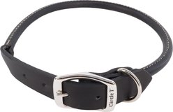 Circle T Oak Tanned Leather Round Standard Dog Collar, Black, Large: 22-in neck, 1-in wide
