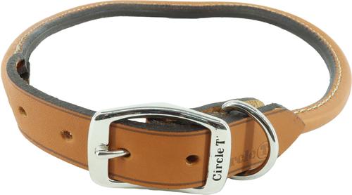 Show full view: Circle T Oak Tanned Leather Round Standard Dog Collar, Black, Large: 22-in neck, 1-in wide slide 9 of 9