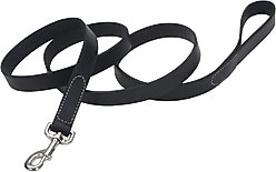Circle T Oak Tanned Leather Standard Dog Leash, Black, 4-ft long, 1-in wide