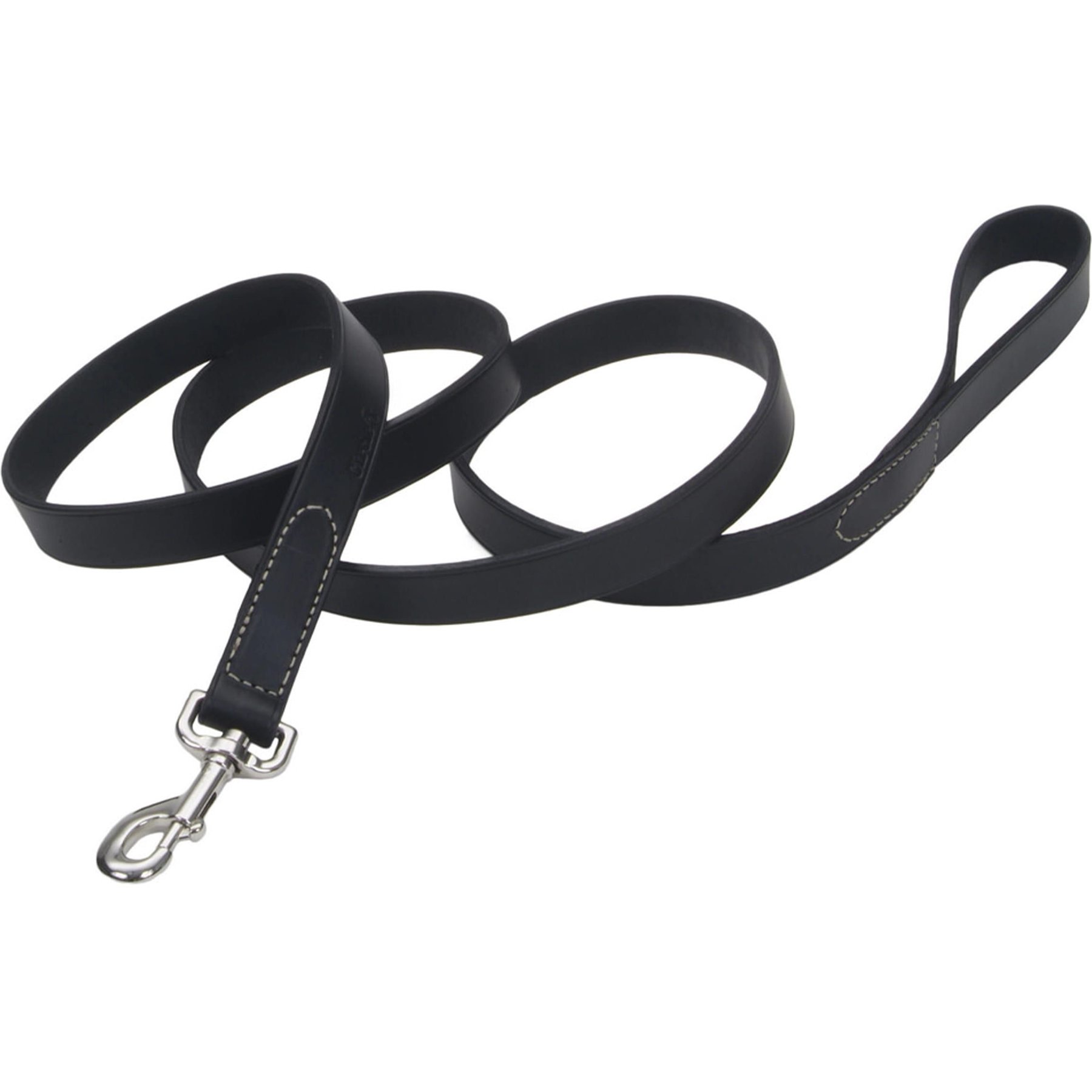 Circle T Oak Tanned Leather Standard Dog Leash, Black, 4-ft long, 1-in wide